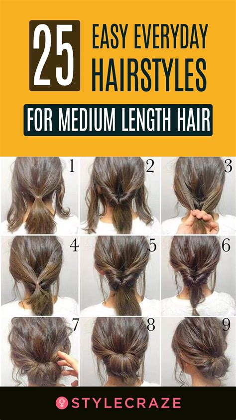 quick hairstyles medium length hair|More.